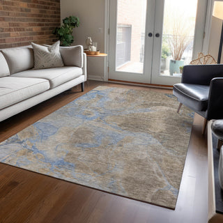 Piper Looms Chantille Contemporary ACN1781 Taupe Machine Washable Area Rug Lifestyle Image Feature