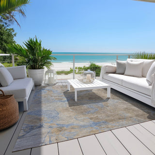 Piper Looms Chantille Contemporary ACN1781 Taupe Machine Washable Area Rug Outdoor Lifestyle Image Feature