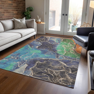 Piper Looms Chantille Contemporary ACN1782 Blue Machine Washable Area Rug Lifestyle Image Feature