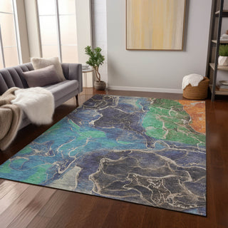 Piper Looms Chantille Contemporary ACN1782 Blue Machine Washable Area Rug Lifestyle Image Feature
