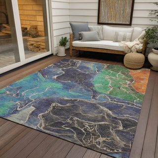 Piper Looms Chantille Contemporary ACN1782 Blue Machine Washable Area Rug Outdoor Lifestyle Image Feature