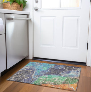 Piper Looms Chantille Contemporary ACN1782 Blue Machine Washable Area Rug Scatter Lifestyle Image Feature