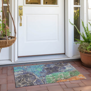Piper Looms Chantille Contemporary ACN1782 Blue Machine Washable Area Rug Scatter Outdoor Lifestyle Image Feature