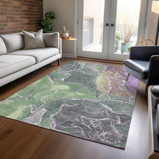 Piper Looms Chantille Contemporary ACN1782 Green Machine Washable Area Rug Lifestyle Image Feature