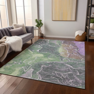 Piper Looms Chantille Contemporary ACN1782 Green Machine Washable Area Rug Lifestyle Image Feature
