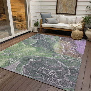 Piper Looms Chantille Contemporary ACN1782 Green Machine Washable Area Rug Outdoor Lifestyle Image Feature