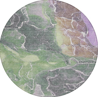 Piper Looms Chantille Contemporary ACN1782 Green Machine Washable Area Rug Round Main Image