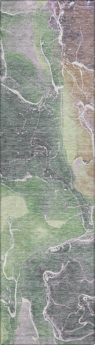 Piper Looms Chantille Contemporary ACN1782 Green Machine Washable Area Rug Runner Main Image