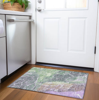 Piper Looms Chantille Contemporary ACN1782 Green Machine Washable Area Rug Scatter Lifestyle Image Feature