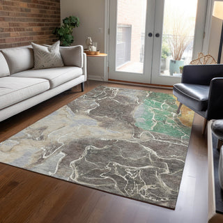 Piper Looms Chantille Contemporary ACN1782 Taupe Machine Washable Area Rug Lifestyle Image Feature