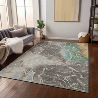 Piper Looms Chantille Contemporary ACN1782 Taupe Machine Washable Area Rug Lifestyle Image Feature
