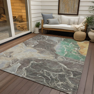Piper Looms Chantille Contemporary ACN1782 Taupe Machine Washable Area Rug Outdoor Lifestyle Image Feature