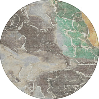 Piper Looms Chantille Contemporary ACN1782 Taupe Machine Washable Area Rug Round Main Image