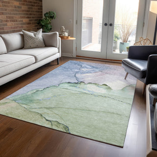 Piper Looms Chantille Modern ACN1783 Aloe Machine Washable Area Rug Lifestyle Image Feature