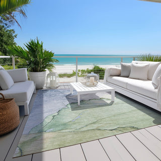 Piper Looms Chantille Modern ACN1783 Aloe Machine Washable Area Rug Outdoor Lifestyle Image Feature
