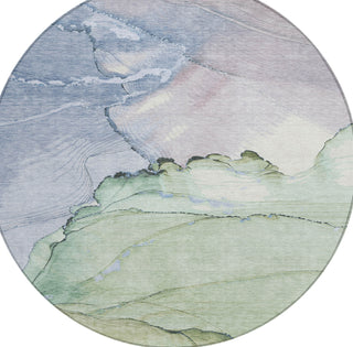 Piper Looms Chantille Modern ACN1783 Aloe Machine Washable Area Rug Round Main Image
