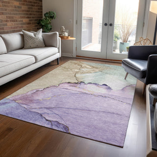Piper Looms Chantille Modern ACN1783 Lavender Machine Washable Area Rug Lifestyle Image Feature