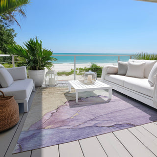 Piper Looms Chantille Modern ACN1783 Lavender Machine Washable Area Rug Outdoor Lifestyle Image Feature