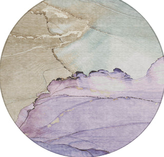 Piper Looms Chantille Modern ACN1783 Lavender Machine Washable Area Rug Round Main Image