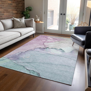 Piper Looms Chantille Modern ACN1783 Seafoam Machine Washable Area Rug Lifestyle Image Feature