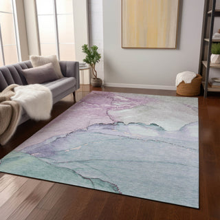 Piper Looms Chantille Modern ACN1783 Seafoam Machine Washable Area Rug Lifestyle Image Feature