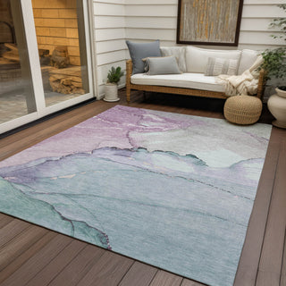 Piper Looms Chantille Modern ACN1783 Seafoam Machine Washable Area Rug Outdoor Lifestyle Image Feature
