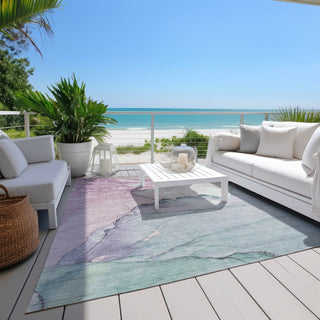 Piper Looms Chantille Modern ACN1783 Seafoam Machine Washable Area Rug Outdoor Lifestyle Image Feature