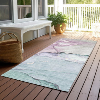Piper Looms Chantille Modern ACN1783 Seafoam Machine Washable Area Rug Runner Outdoor Lifestyle Image Feature