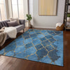 Piper Looms Chantille Damask ACN1784 Blue Machine Washable Area Rug Lifestyle Image Feature