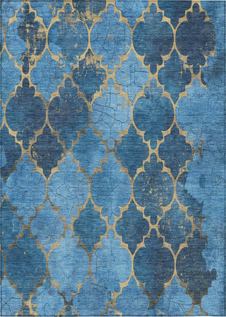 Piper Looms Chantille Damask ACN1784 Blue Machine Washable Area Rug main image