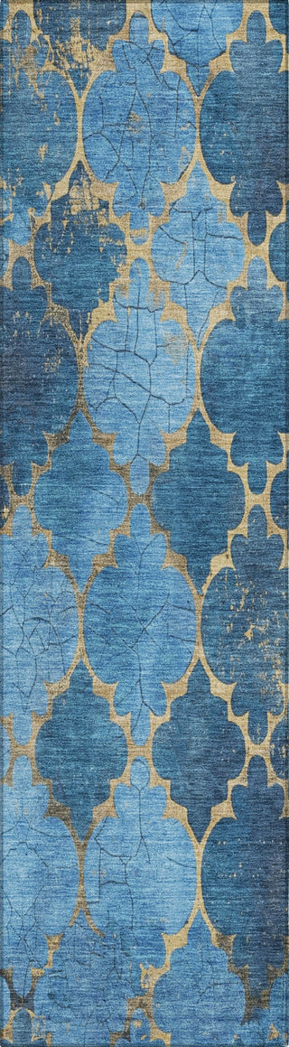 Piper Looms Chantille Damask ACN1784 Blue Machine Washable Area Rug Runner Main Image