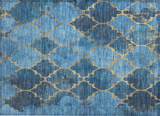 Piper Looms Chantille Damask ACN1784 Blue Machine Washable Area Rug Scatter Main Image