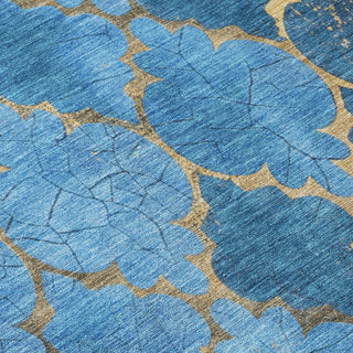 Piper Looms Chantille Damask ACN1784 Blue Machine Washable Area Rug Swatch Image