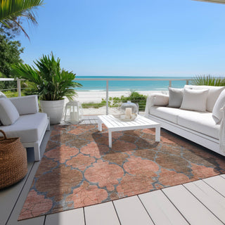 Piper Looms Chantille Damask ACN1784 Copper Machine Washable Area Rug Outdoor Lifestyle Image Feature