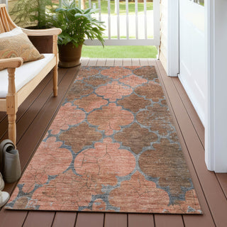 Piper Looms Chantille Damask ACN1784 Copper Machine Washable Area Rug Runner Outdoor Lifestyle Image Feature