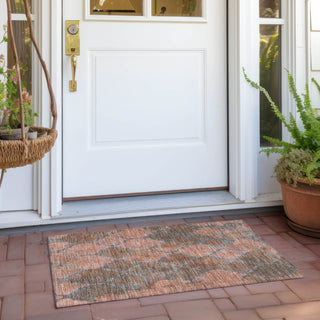 Piper Looms Chantille Damask ACN1784 Copper Machine Washable Area Rug Scatter Outdoor Lifestyle Image Feature