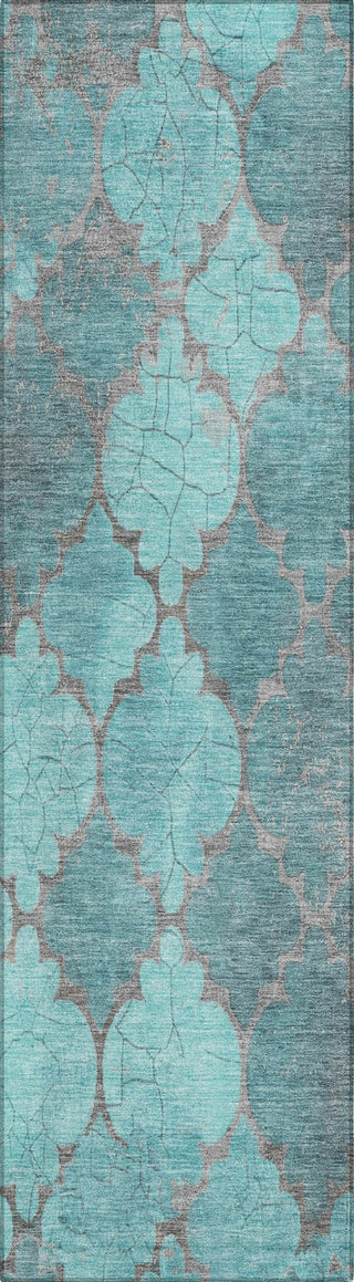 Piper Looms Chantille Damask ACN1784 Teal Machine Washable Area Rug Runner Main Image