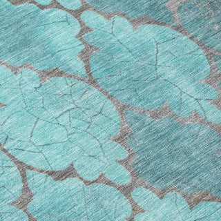 Piper Looms Chantille Damask ACN1784 Teal Machine Washable Area Rug Swatch Image