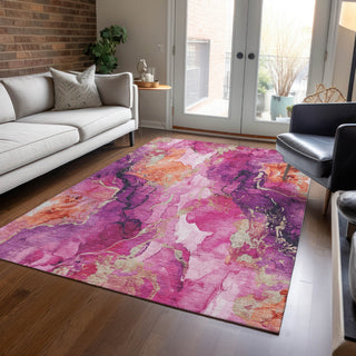 Piper Looms Chantille Abstract ACN1785 Garnet Machine Washable Area Rug Lifestyle Image Feature