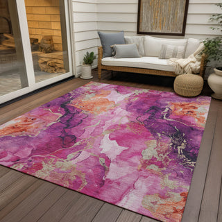 Piper Looms Chantille Abstract ACN1785 Garnet Machine Washable Area Rug Outdoor Lifestyle Image Feature