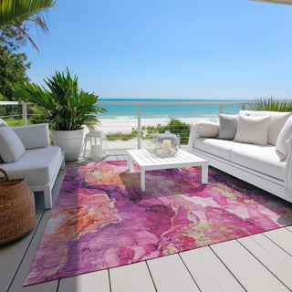 Piper Looms Chantille Abstract ACN1785 Garnet Machine Washable Area Rug Outdoor Lifestyle Image Feature