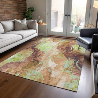 Piper Looms Chantille Abstract ACN1785 Mocha Machine Washable Area Rug Lifestyle Image Feature