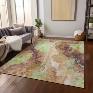 Piper Looms Chantille Abstract ACN1785 Mocha Machine Washable Area Rug Lifestyle Image Feature