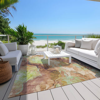 Piper Looms Chantille Abstract ACN1785 Mocha Machine Washable Area Rug Outdoor Lifestyle Image Feature