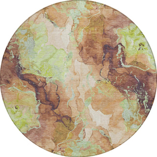 Piper Looms Chantille Abstract ACN1785 Mocha Machine Washable Area Rug Round Main Image