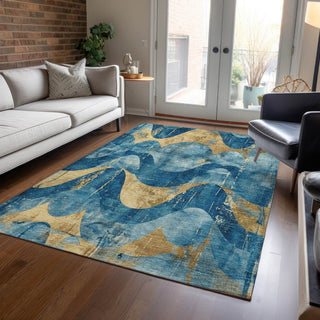 Piper Looms Chantille Swirls ACN1786 Teal Machine Washable Area Rug Lifestyle Image Feature