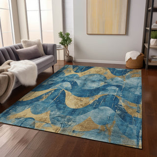 Piper Looms Chantille Swirls ACN1786 Teal Machine Washable Area Rug Lifestyle Image Feature