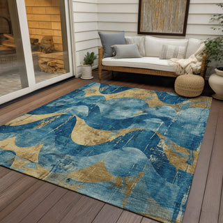 Piper Looms Chantille Swirls ACN1786 Teal Machine Washable Area Rug Outdoor Lifestyle Image Feature