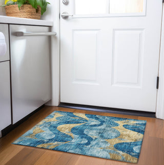 Piper Looms Chantille Swirls ACN1786 Teal Machine Washable Area Rug Scatter Lifestyle Image Feature