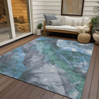Piper Looms Chantille Floral ACN1787 Blue Machine Washable Area Rug Outdoor Lifestyle Image Feature